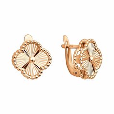 Серьги Diamant online, красное золото, 585 проба, длина 1.25 см, , золотистый