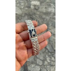 Браслет, серебро, 925 проба, обсидиан, длина 18 см. Нет бренда