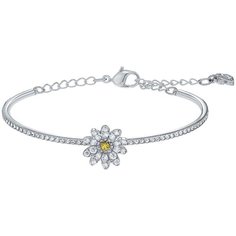 Жесткий браслет SWAROVSKI, кристаллы Swarovski, диаметр 5.9 см, серебристый/золотистый