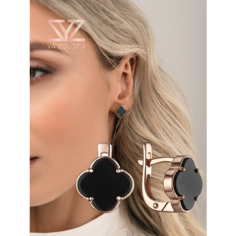 Серьги YA ZOLOTO, красное золото, 585 проба, оникс, , красный