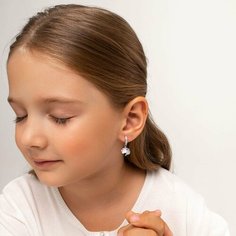 Серьги Яхонт, серебро, 925 проба, эмаль, фианит, , бесцветный, голубой, розовый