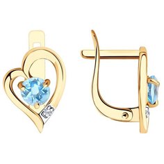 Серьги Diamant, красное золото, 585 проба, топаз, размер 13 мм