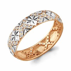 Кольцо обручальное Diamant online, красное золото, 585 проба, фианит, размер 18, ширина 5 мм, прозрачный