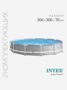 Бассейн каркасный Intex, 366х76 см, Prism Frame, 26712NP, ф-насос, 6503 л, ремкомп, Серый