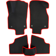 Коврики ЕВА для Opel Astra H (2004-2014) седан / Опель Астра Н / Черные соты / Красный кант / Комплект 5 шт. Evaformat