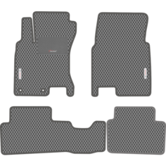 Автомобильные коврики EVA для Nissan Qashqai I (2006-2013), с каучуковым подпятником и 2 эмблемами Nissan, серые с серым кантом, ячейка - ромб Carstar