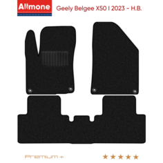 Коврики в салон текстильные Allmone "Премиум+" для Geely Belgee X50 1 (suv) 2023 - Н. В. задний цельный, черные, 3шт. / Джили Х50 1