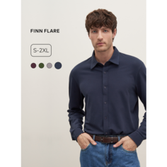 Рубашка FINN FLARE с длинным рукавом, размер 2XL, темно-синий