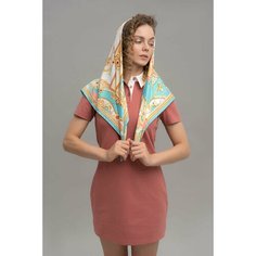 Платок Русские в моде by Nina Ruchkina азбука для девочек и женщин,90х90 см, голубой/розовый
