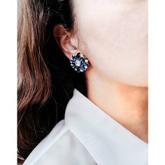 Серьги клипсы ENJOY Украшения из камней, кристаллы Swarovski, синий