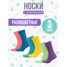 Носки Big Bang Socks разнопарные, комплект, 3 пары, размер 40-44, фиолетовый