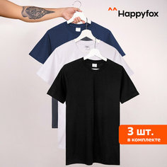 Футболка Happyfox Для мужчин, 3 шт., размер 46, мультиколор
