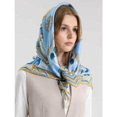 Платок Русские в моде by Nina Ruchkina для женщин,90х90 см, голубой