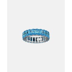 Кольцо дорожка Hotchkis Jewelry, серебро, 925 проба, родирование, фианит, размер 19.5, ширина 5 мм, голубой