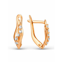 Серьги Bassco, серебро, 925 проба, золочение, фианит, размер 13 мм, длина 1.3 см, , золотистый