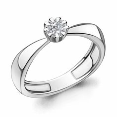 Кольцо помолвочное Diamant online, белое золото, 585 проба, бриллиант, размер 16.5, прозрачный