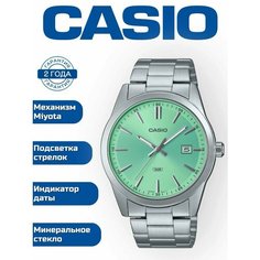 Наручные часы CASIO, серебряный, зеленый