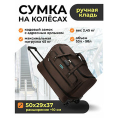 Сумка дорожная POSSESS, 68 л, 29х50х37 см, ручная кладь, кофе