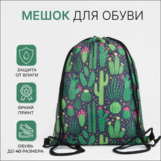 Мешок для обуви на шнурке, цвет зеленый No Brand