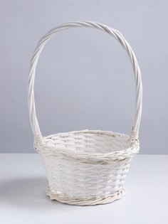 Корзина 27х27х14х43см, ива, белая No Brand