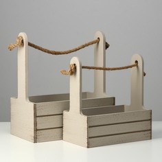 Набор кашпо деревянных 2 в 1 (25.5×15×30; 20×12×23) Дарим красиво