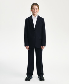 Пиджак для девочки классический однобортный синий Gulliver