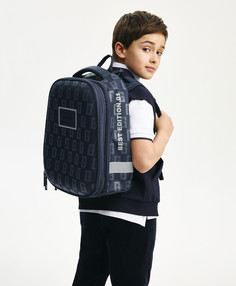 Рюкзак формованный с эргономичной спинкой детский синий с рисунком Gulliver