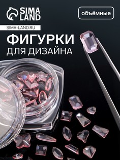 Фигурки для декора, объемные, розовые, полупрозрачные QF