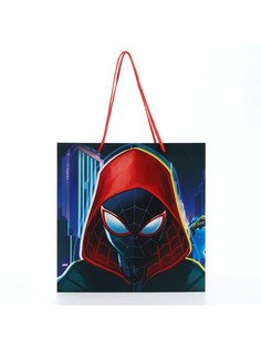 Пакет подарочный с широким дном, 30х30х30 см, человек-паук Marvel