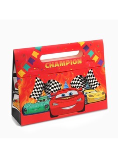 Пакет подарочный-коробка champion, подарочная упаковка, 40×30×12 см, тачки Disney
