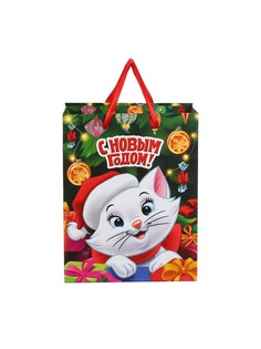 Пакет подарочный новогодний, 18 х 23 х 11.5 см, упаковка, коты аристократы Disney