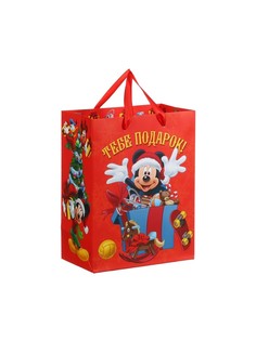 Пакет подарочный новогодний, 23х18х11.5 см, упаковка, микки маус Disney