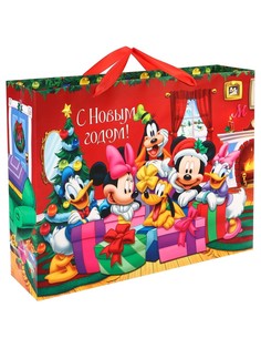 Пакет подарочный новогодний, 31х40х11.5 см, упаковка, микки маус Disney