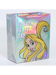 Пакет подарочный голография горизонтальный today is my day, принцессы, 25 х 21 х 10 см Disney