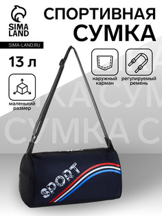 Сумка спортивная на молнии, боковой карман/сетка, регулируемый ремень, маленький размер, цвет черный/синий/триколор No Brand