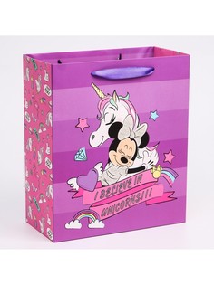 Пакет подарочный, 23х27х11.5 см, упаковка, минни маус и единорог Disney