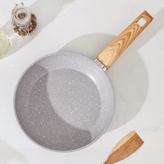 Сковорода magistro natural, d=22 см, кованый алюминий, ручка soft-touch, антипригарное покрытие, индукция, серая