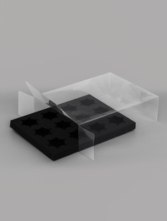 Коробка для 12 капкейков, с прозрачной крышкой, черная, 34.7×26.3×10 см Upak Land