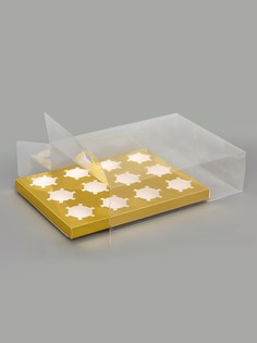 Коробка для 12 капкейков, с прозрачной крышкой, золото, 34.7×26.3×10 см Upak Land