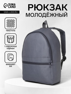 Рюкзак школьный на молнии, наружный карман, цвет серый No Brand