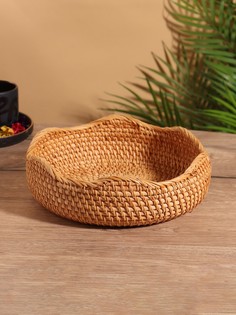 Корзина для фруктов плетеная, 25×25×8 см, ротанг No Brand