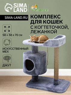 Комплекс для кошек с когтеточкой, лежанкой, джут, 58 х 38 х 70 см, серый Пижон