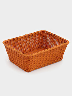 Корзина для продуктов доляна, 40×30×15 см, пластик, плетеная, коричневая