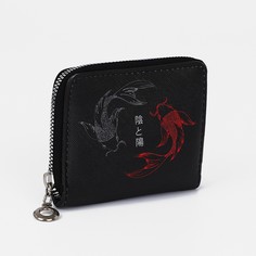 Кошелек на молнии, отдел для карт, для монет, цвет черный No Brand