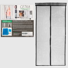 Сетка москитная для дверей, 100×210 см, на магнитах, черная No Brand