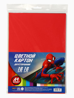 Цветной картон тонированный, а4, 16 листов, 16 цветов, немелованный, двусторонний, в пакете, 180 г/м², Marvel