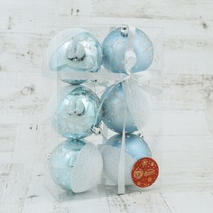 Ёлочные игрушки, шары новогодние , пластик, набор d-8 см, 6 шт Зимнее волшебство