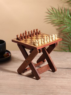 Шахматный столик складной, 15.5×20×4.5 см, дерево шишам No Brand