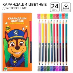 Цветные карандаши, 24 цвета, двусторонние, щенячий патруль No Brand