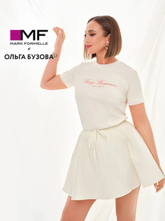 Футболка mark formelle x ольга бузова кремовая с надписью